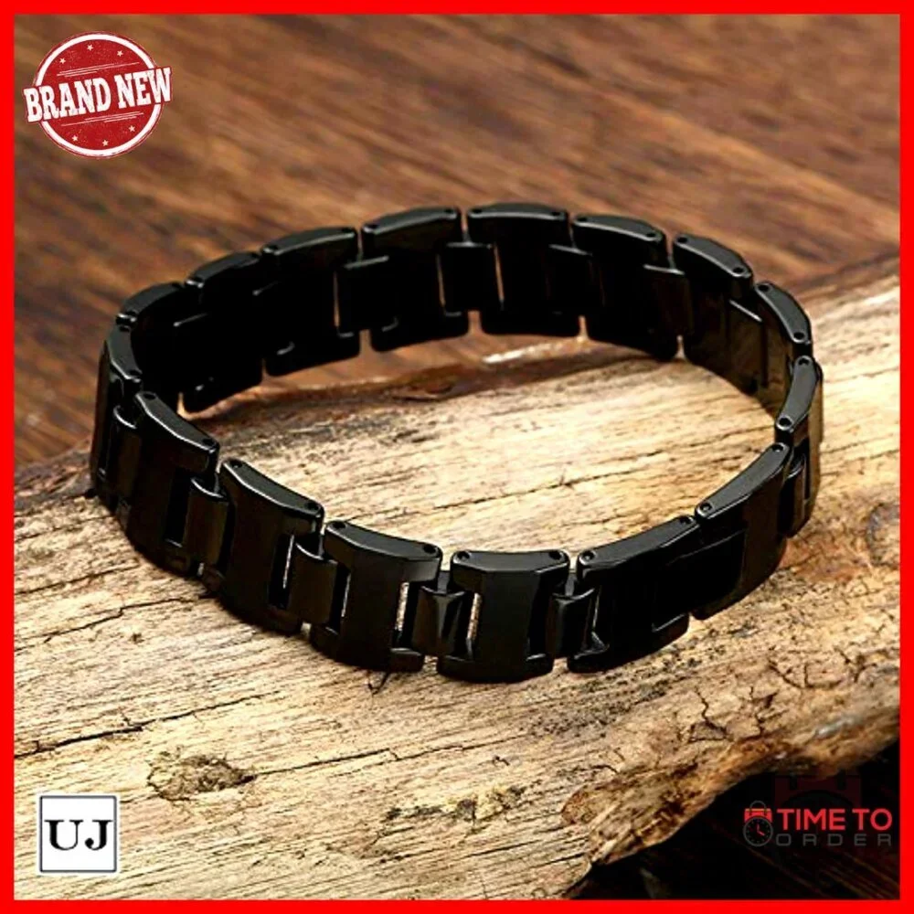 Men's Tungsten Link Bracelet 8.3 Inches Snap Clasp Durable